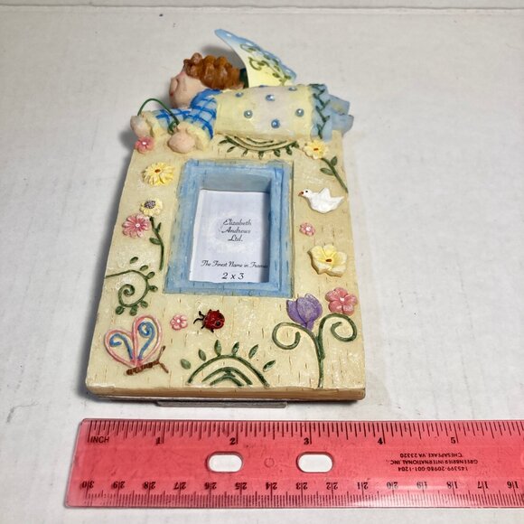 Vintage Elizabeth Andrews Angel Flower Resin Photo Picture Frame Ladybug Dove - Picture 8 of 10